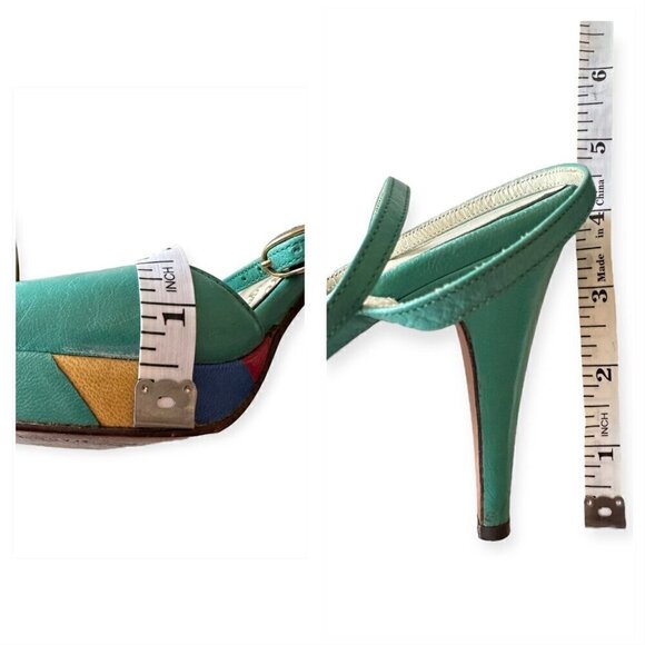 Vintage Garolini Ankle Strap Heel, Patchwork Platform,  Size 8N - Picture 13 of 14